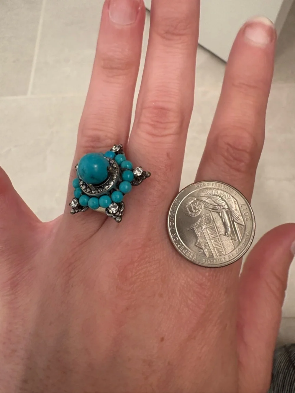 Anthropologie Rada Turquoise Rhinestone Star Post Earrings - Picture 8 of 8